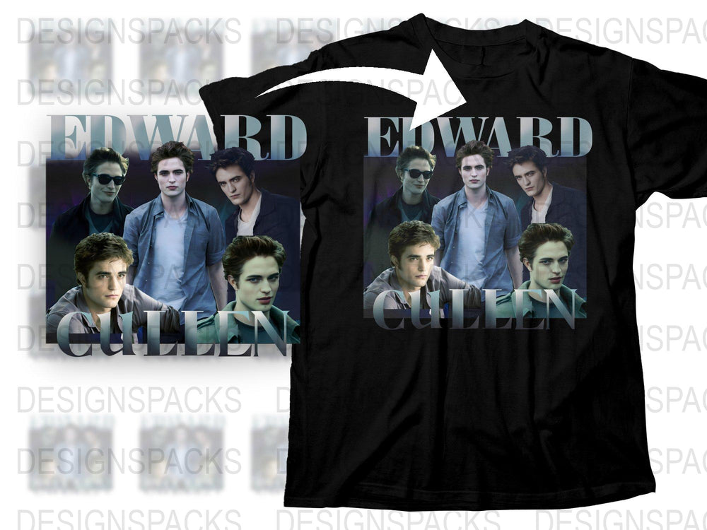 Edward Cullen Graphic T-Shirt, Twilight Saga Movie Fan Merch, Vampire Themed Tee, Unisex Film Apparel