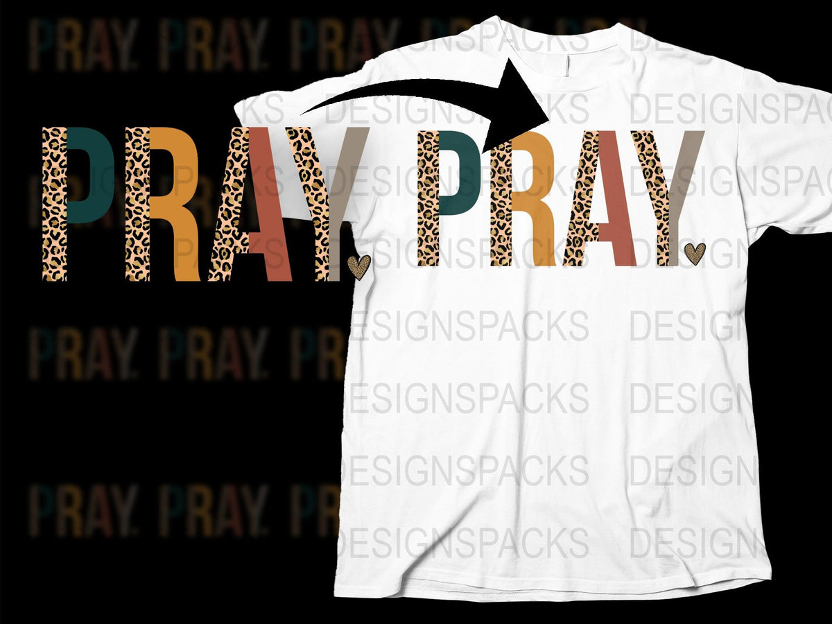 Unisex Leopard Print 'PRAY' Graphic T-Shirt, Stylish Casual Christian Tee, Soft Cotton Fabric, Perfect Gift Idea
