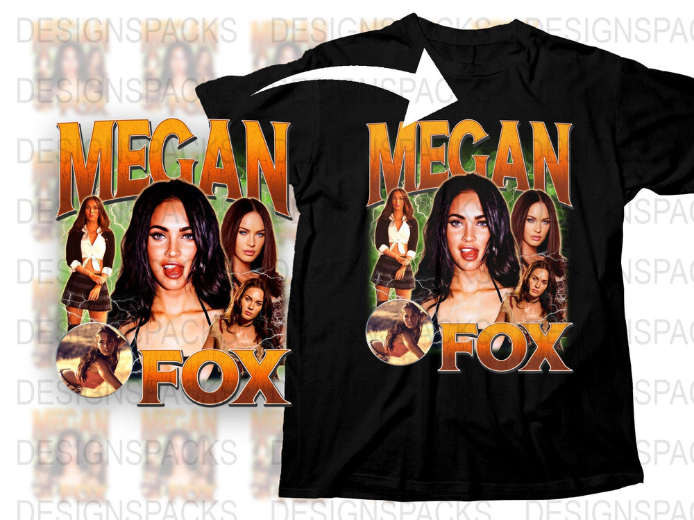 Megan Fox Graphic T-Shirt, Vintage Style Celebrity Tee, Fashionable Women's Black Top, Unique Gift Idea