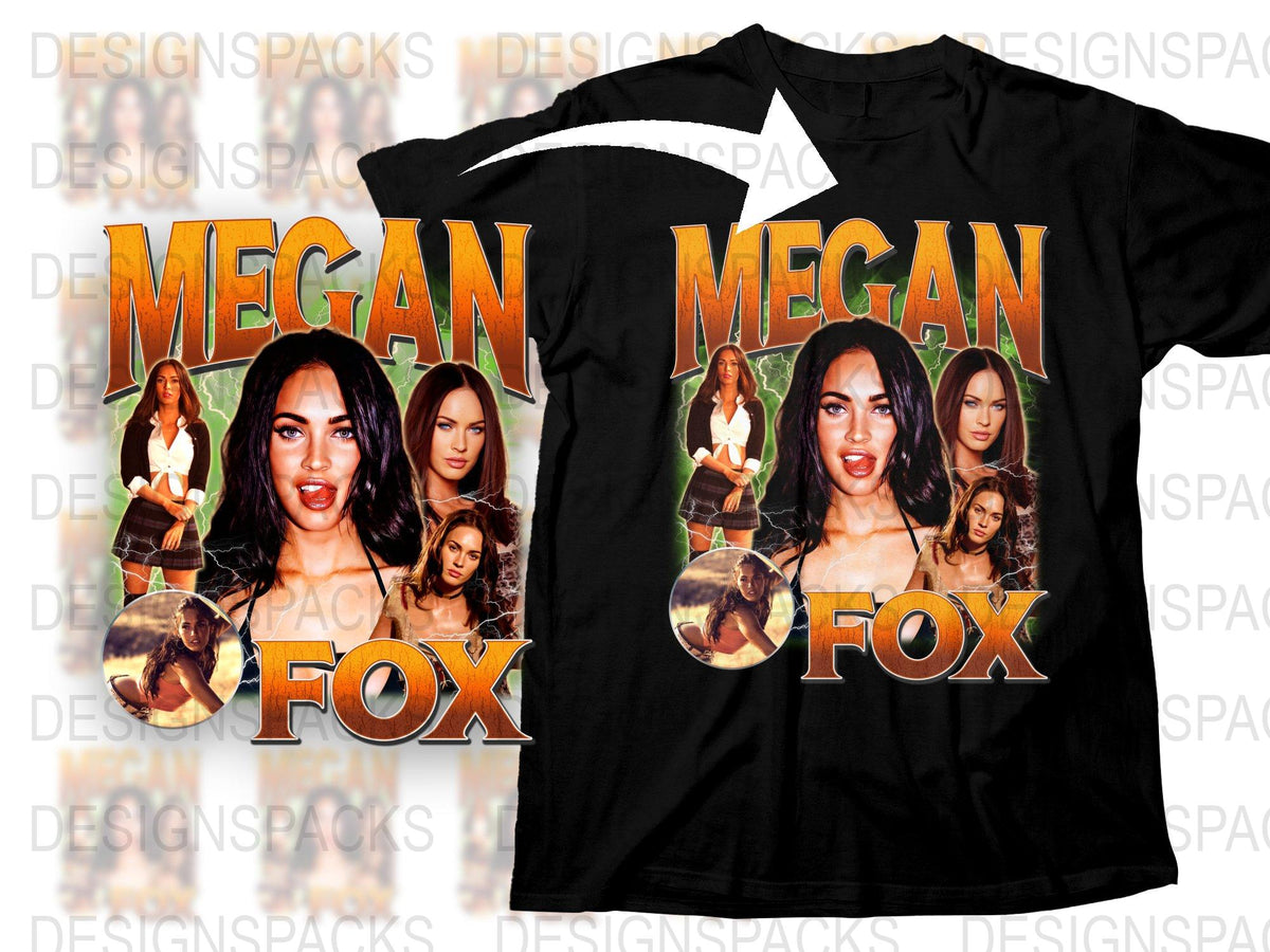 Megan Fox Graphic T-Shirt, Vintage Style Celebrity Tee, Fashionable Women's Black Top, Unique Gift Idea