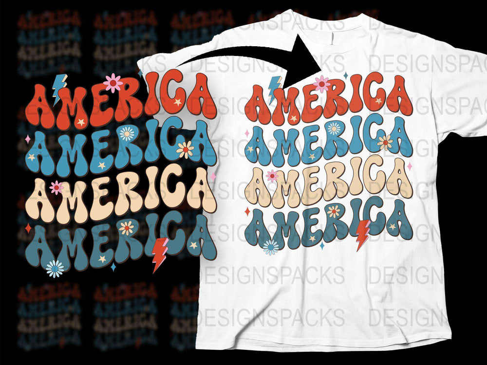 America Word Art T-Shirt, Patriotic USA Design, Casual Graphic Tee, Unisex Fashion Top