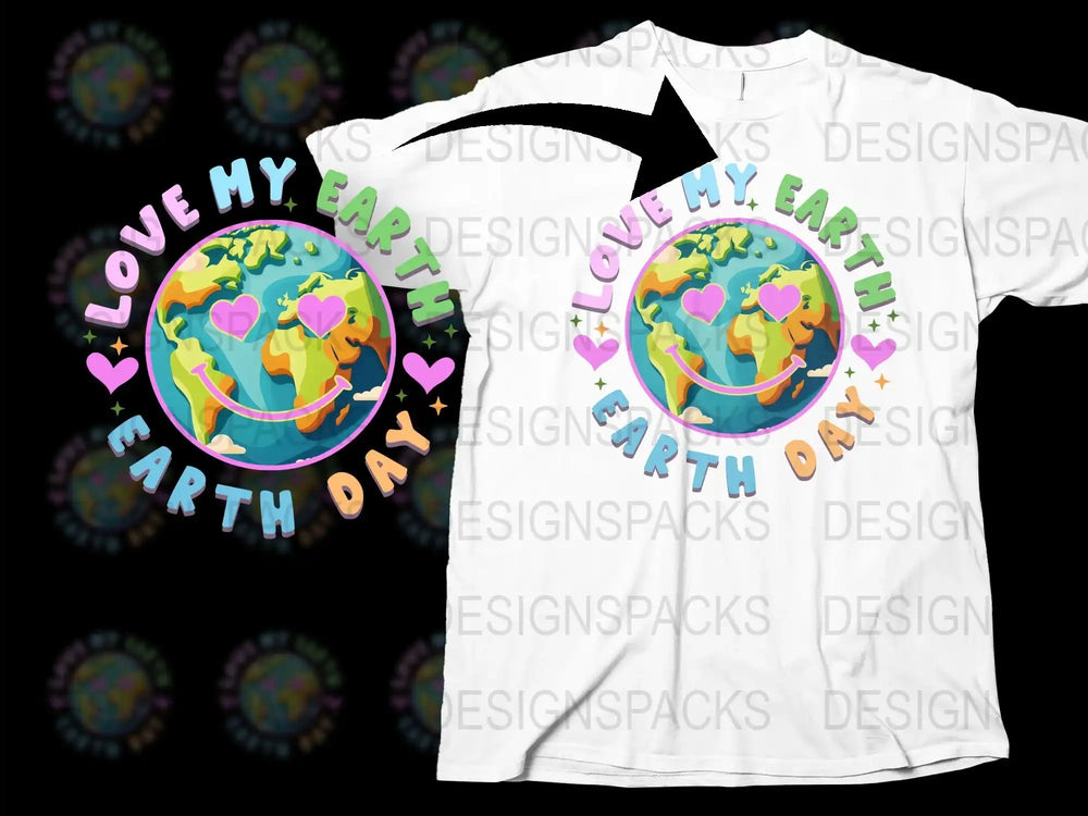 Earth Day T-Shirt, Love My Earth Colorful Graphic Tee, Eco-Friendly Planet Design, Unisex Fashion