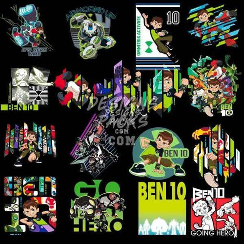 Ben 10 t-shirt designs bundle with DTF, DTG & embroidery-ready graphics for instant download