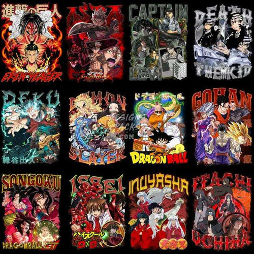 22 Anime Bootleg Mix V11 Designs Bundle Png
