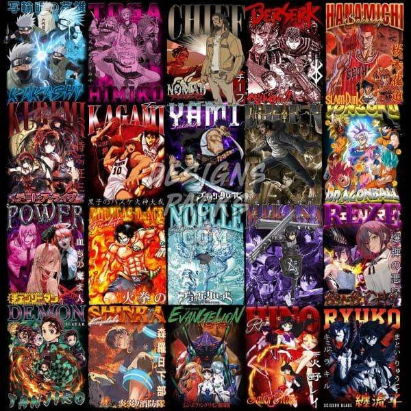 22 Anime Bootleg Mix V2 Designs Bundle PNG