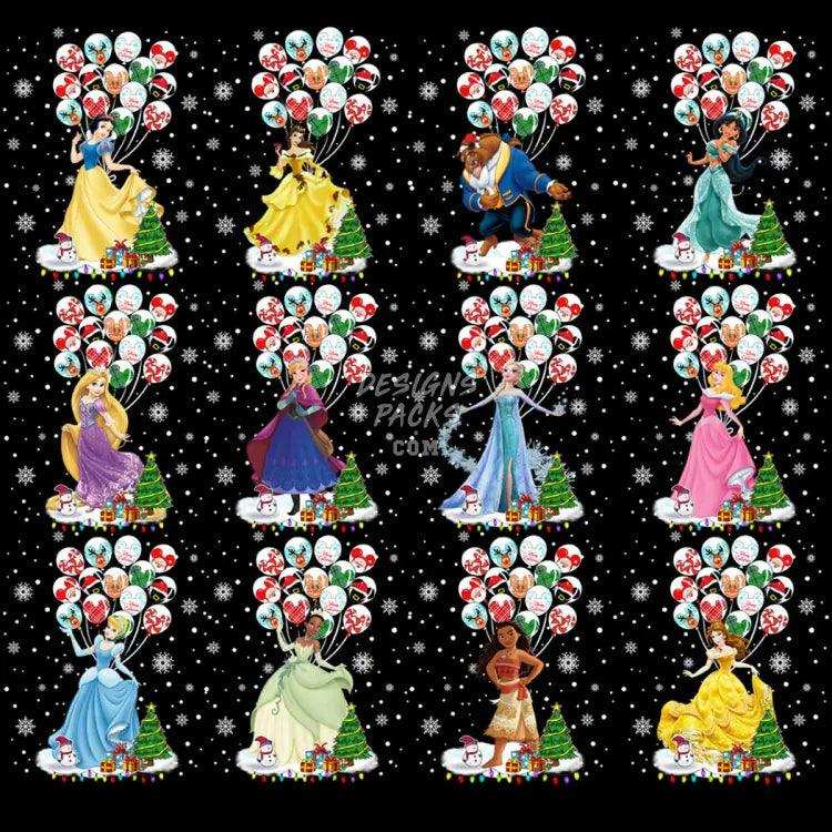 22 Balloon Christmas Cartoon And Princess Designs Bundle Png