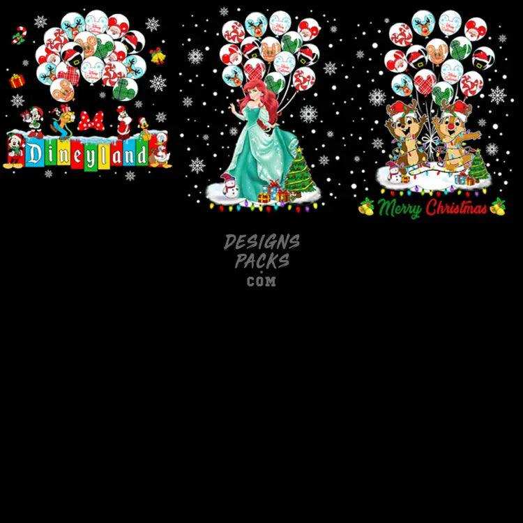 22 Balloon Christmas Cartoon And Princess Designs Bundle Png