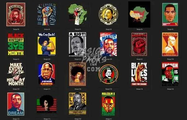 22 Black History Month Designs Bundle PNG + AI