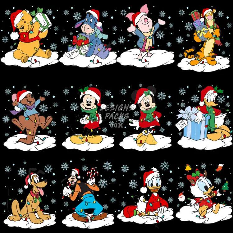 22 Christmas Cartoon Snow V1 Designs Bundle Png