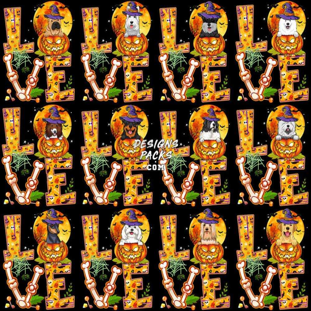 22 Halloween Love Dogs Designs Bundle Png