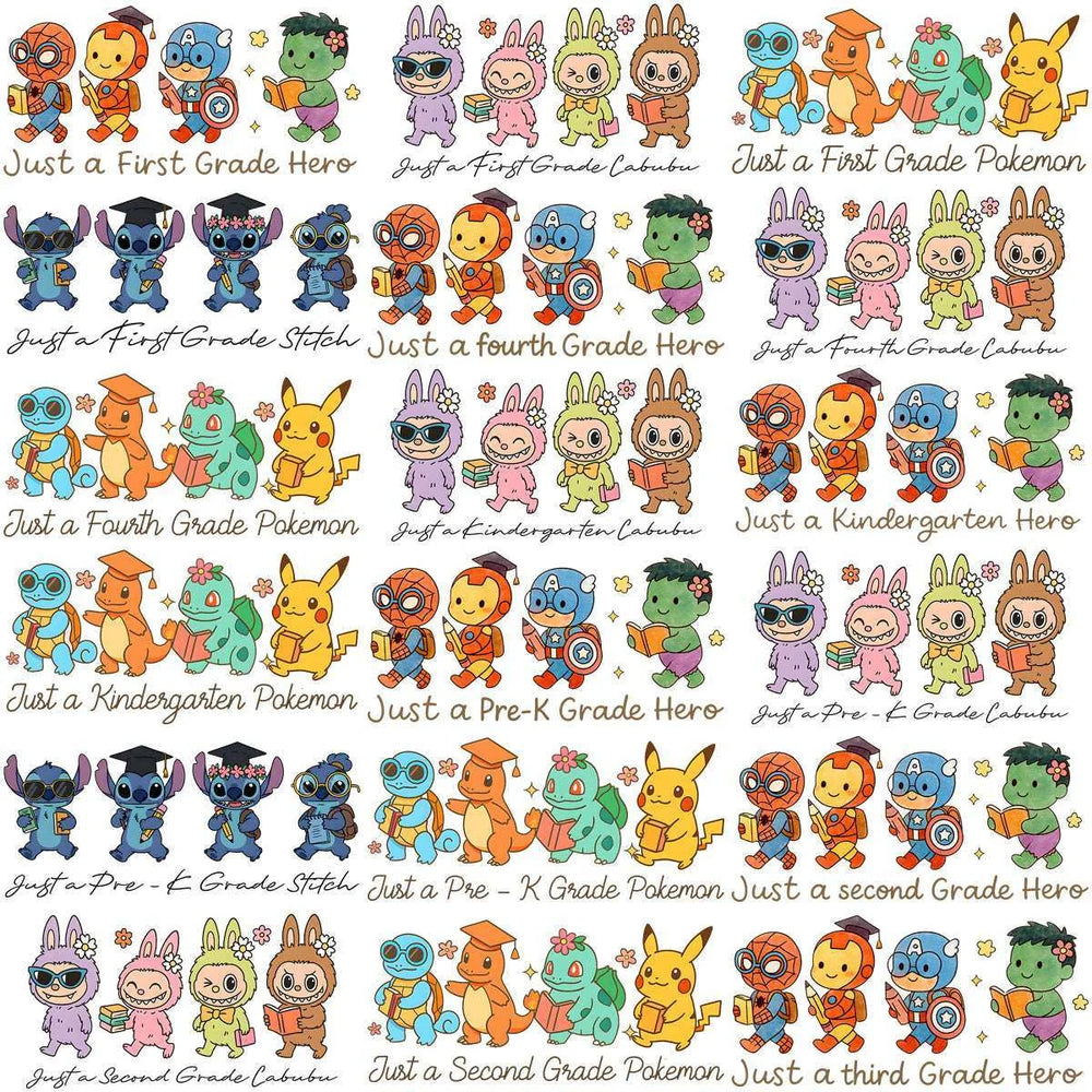 22 School Kids Cartoons Just Grade Designs Bundle PNG