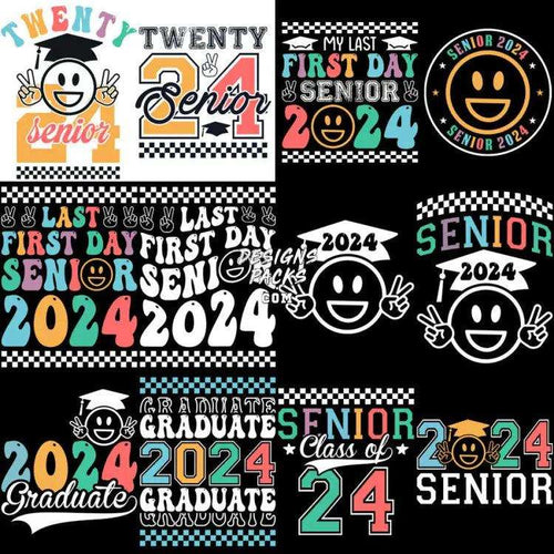 22 Senior Class 2024 Graduation Designs Bundle Png