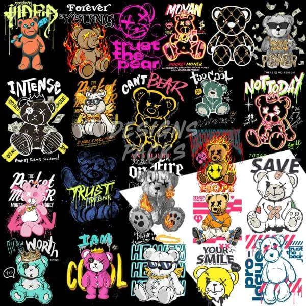 22 Teddy Bear Designs Bundle PNG