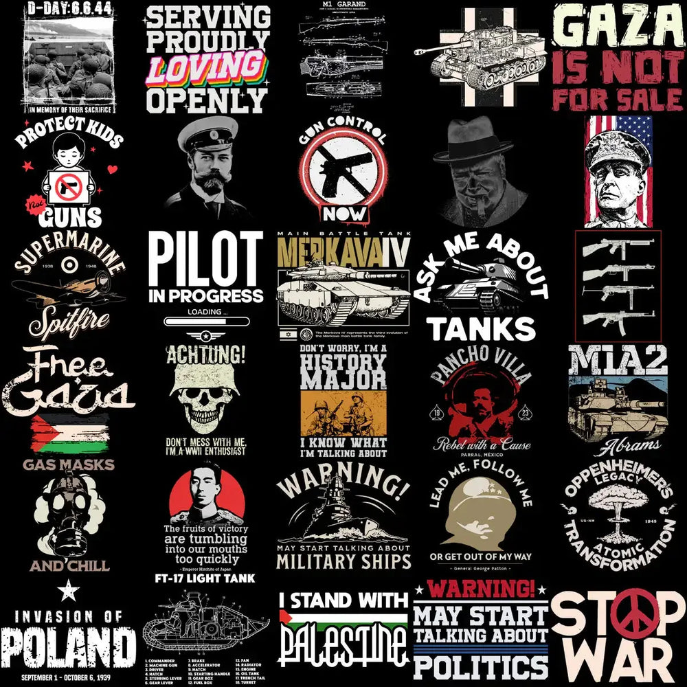 220 Peace War History Military Designs Bundle PNG