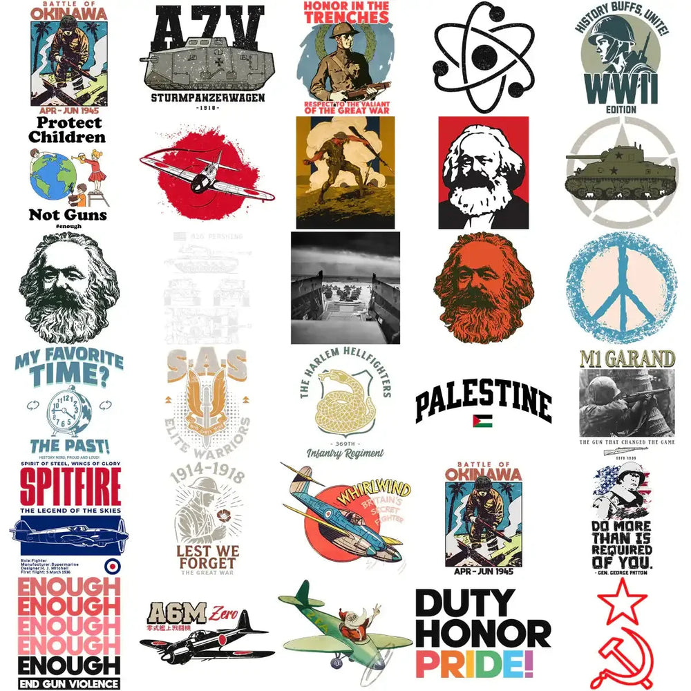 220 Peace War History Military Designs Bundle PNG