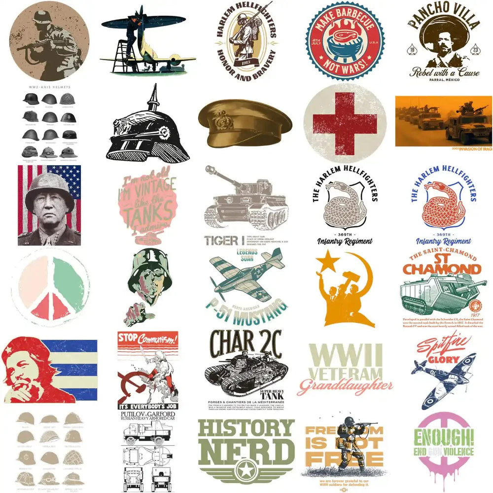 220 Peace War History Military Designs Bundle PNG