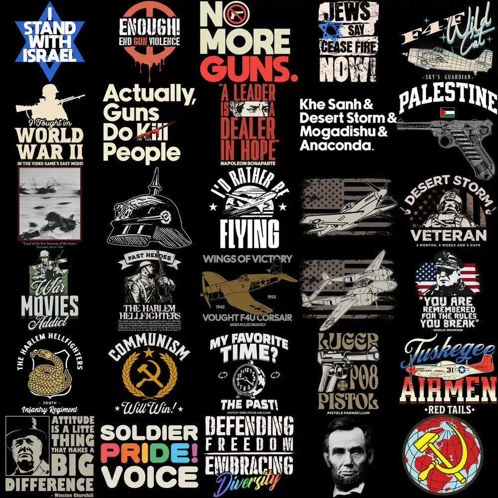 220 Peace War History Military Designs Bundle PNG