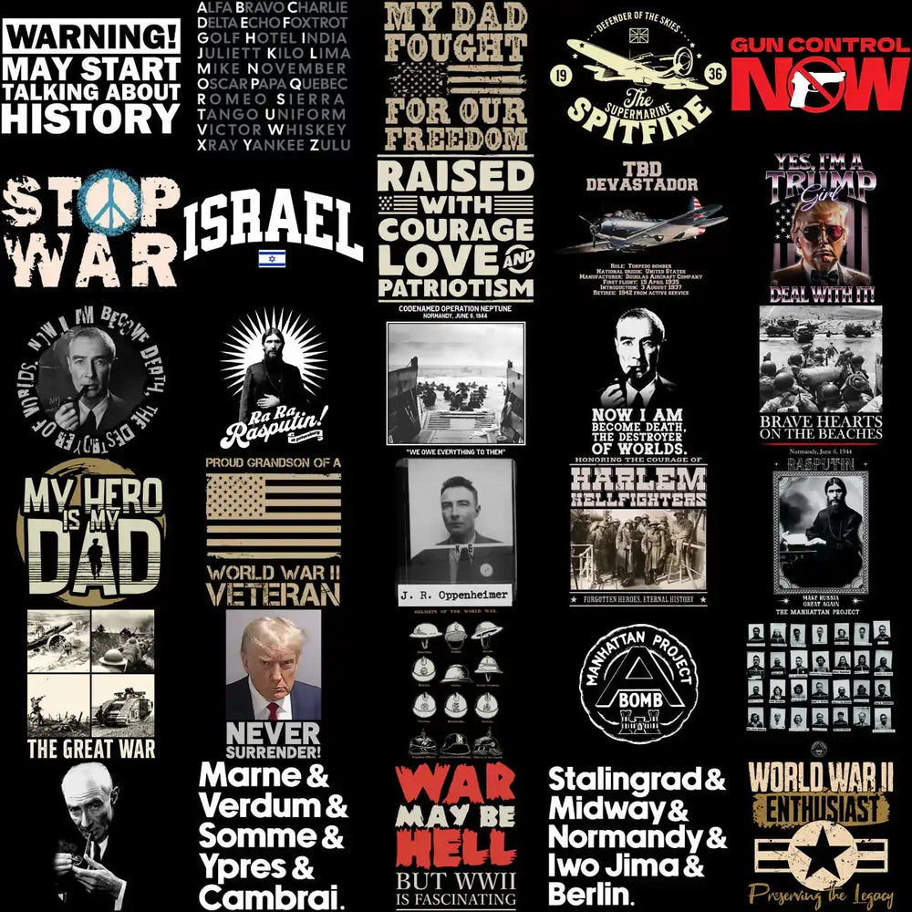 220 Peace War History Military Designs Bundle PNG