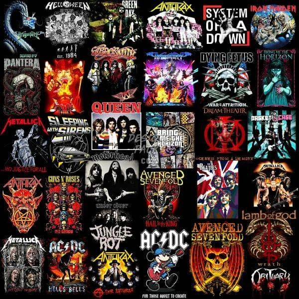220 Rock Metal V4 Halftone Designs Bundle PNG