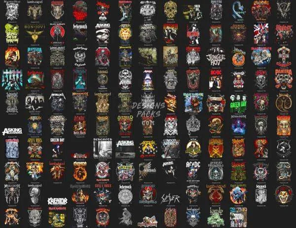 220 Rock Metal V4 Halftone Designs Bundle PNG