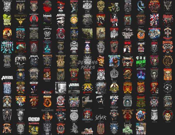220 Rock Metal V4 Halftone Designs Bundle PNG DESIGNSPACKS