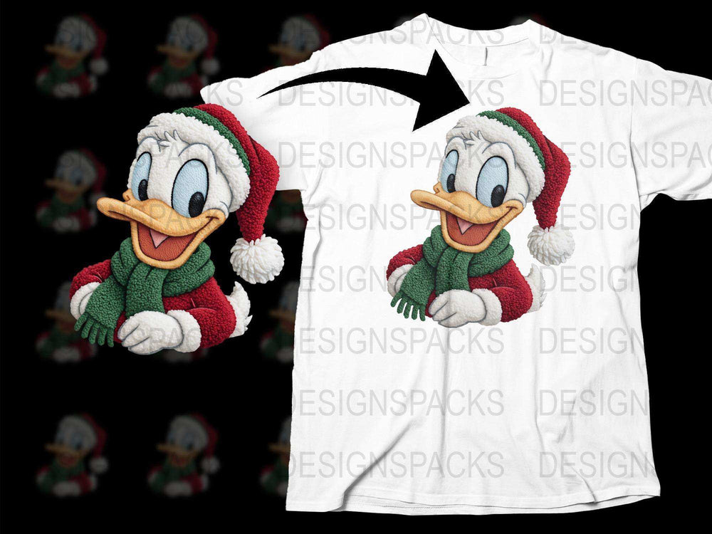 Festive Donald Duck T-Shirt, Christmas Cartoon Character Tee, Holiday Apparel for Adults and Kids