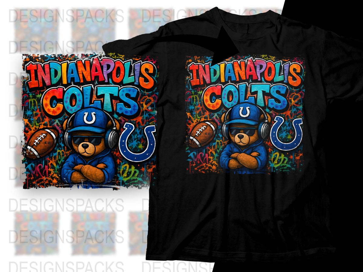 Indianapolis Colts T-Shirt, Colorful Graffiti Art, Football Fan Apparel, Unique Sports Tee
