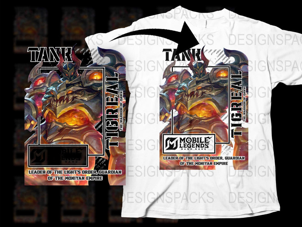 Mobile Legends Tank Tigreal Graphic T-Shirt, Gaming Apparel, Cool Hero Design Tee, Gift for Gamers, Unisex Shirt