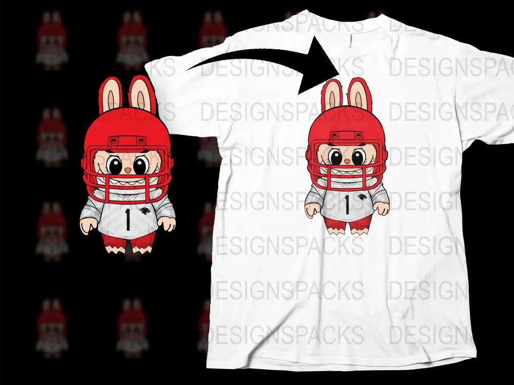 Cute Rabbit Football Player Graphic T-Shirt, Kids Sports Cartoon Character Tee, White Cotton Shirt for Boys and Girls