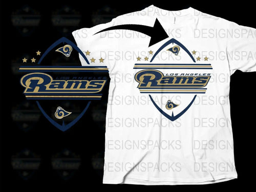 Los Angeles Rams Inspired Graphic T-Shirt, Sports Fan Apparel, Casual White Tee with Team Logo Design, Unisex Clothing
