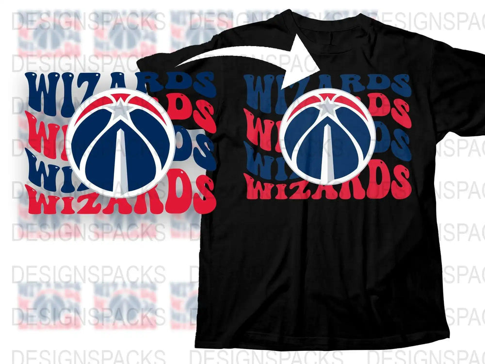 Wizards Fan T-Shirt, Blue and Red Logo, Short Sleeve Unisex Tee, Casual Sports Apparel, Stylish Graphic Shirt
