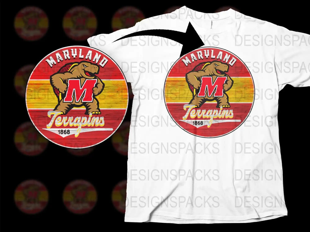 Maryland Terrapins T-Shirt Vintage Style College Sports Logo Graphic Tee Unisex