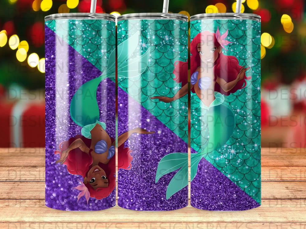 Mermaid with purple and teal glitter background.