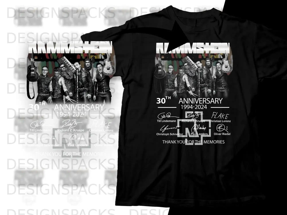 Rammstein 30th Anniversary 1994-2024 band photo and text.