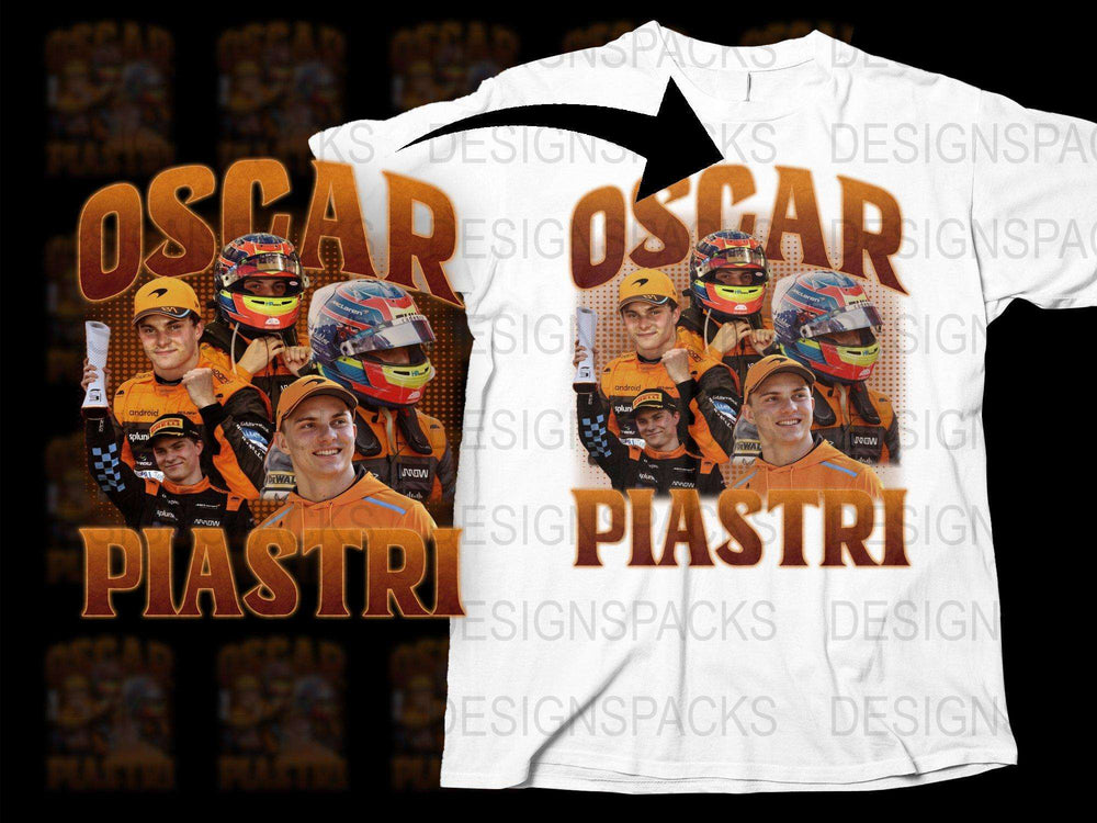 Oscar Piastri Racing Themed Graphic T-Shirt, Formula One Fan Apparel, Casual Wear White Tee