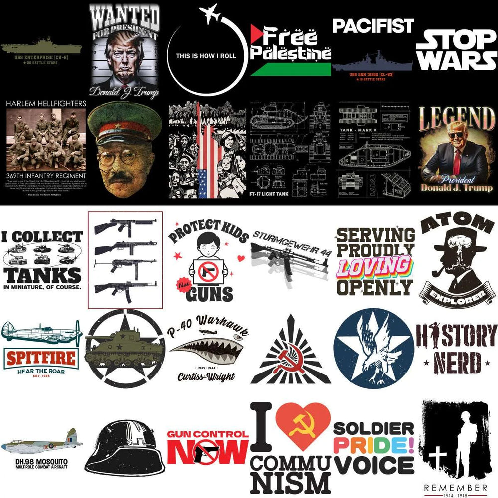 224 Peace War History Military Designs Bundle PNG