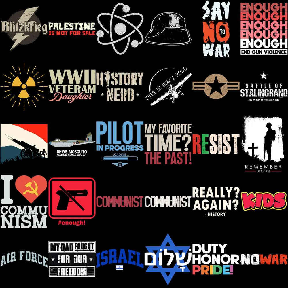224 Peace War History Military Designs Bundle PNG