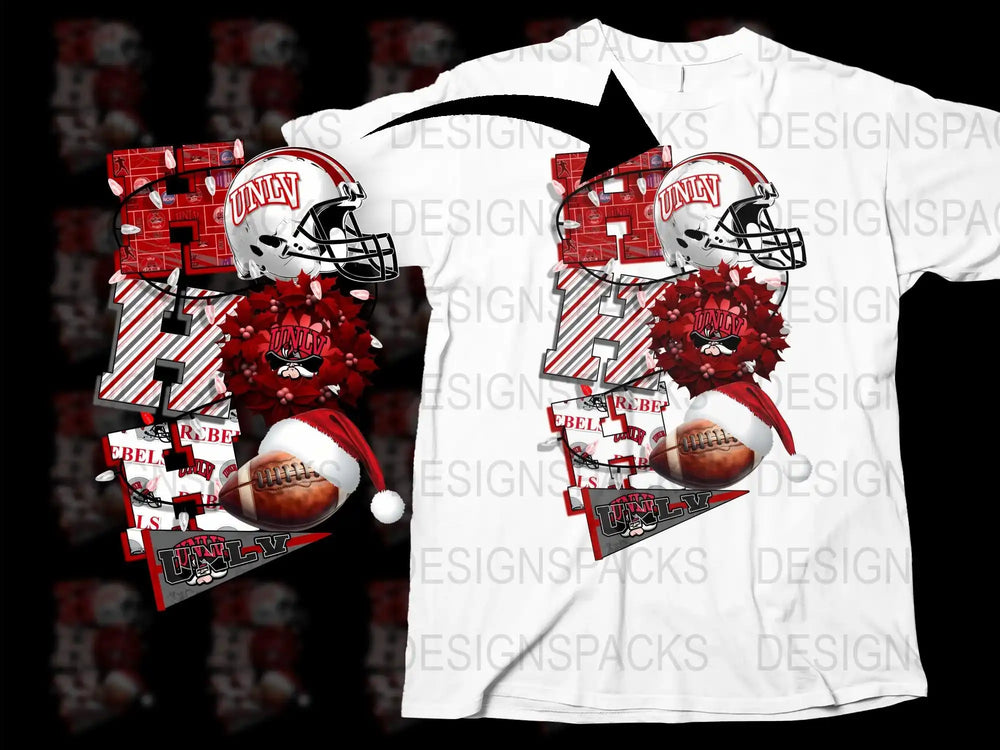 UNLV Rebels Football Themed Graphic T-Shirt, Men's Sports Tee, College Football Apparel, Fan Gear White Shirt