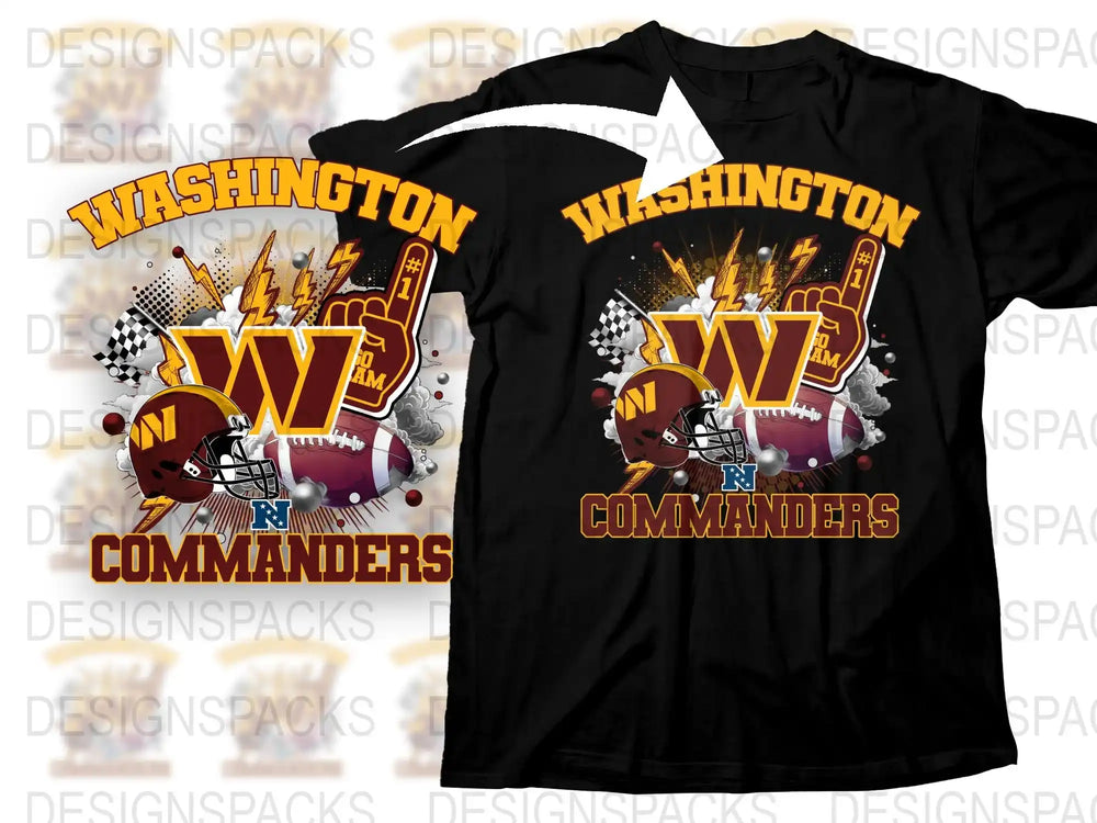 Washington Football Team T-Shirt, Commanders Graphic Tee, Sports Fan Apparel, Black Cotton Shirt