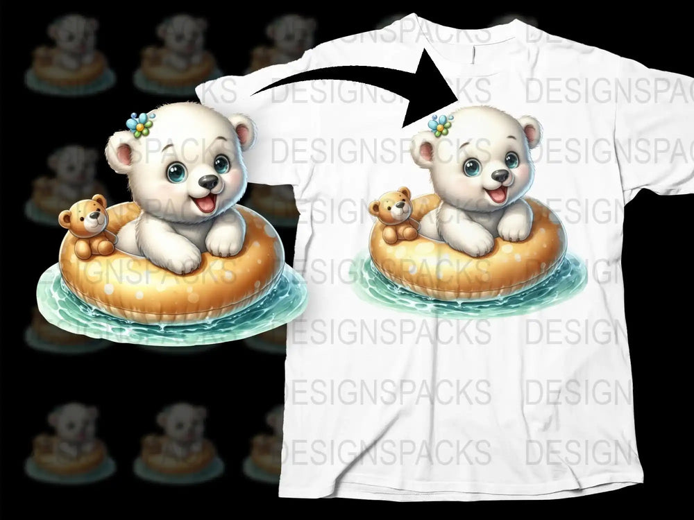 Cute Polar Bear Cub T-Shirt, Kids Animal Graphic Tee, Unisex Children's Summer Casual Top, Cartoon Bear Design Shirt