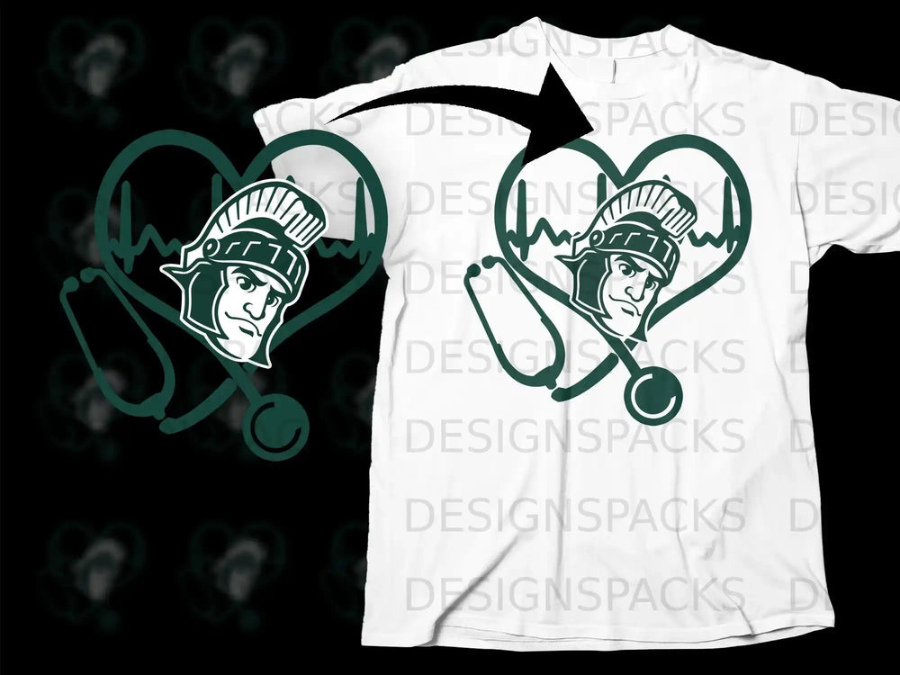 Warrior Heartbeat Stethoscope Design T-shirt