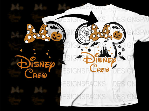 Disney Halloween T-Shirt, Pumpkin and Bat Design, Spooky Castle Graphic Tee, Fall Festival Apparel, Family Matching Outfits