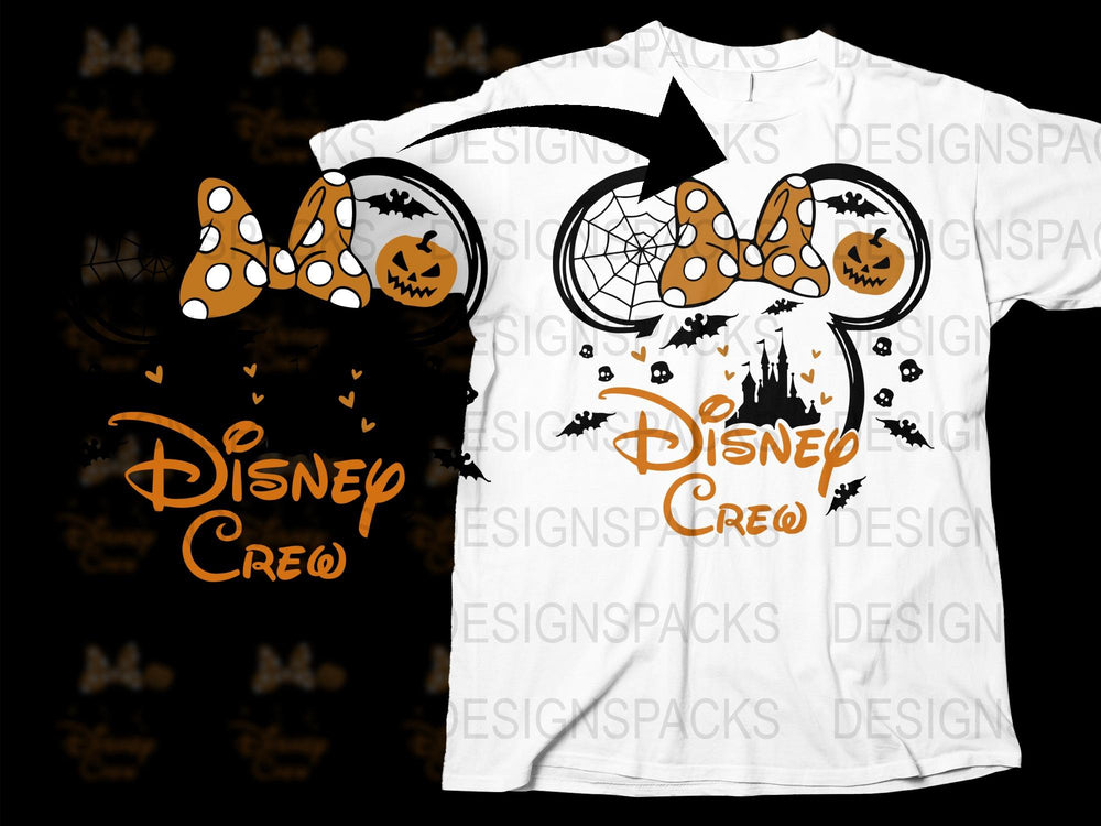Disney Halloween T-Shirt, Pumpkin and Bat Design, Spooky Castle Graphic Tee, Fall Festival Apparel, Family Matching Outfits