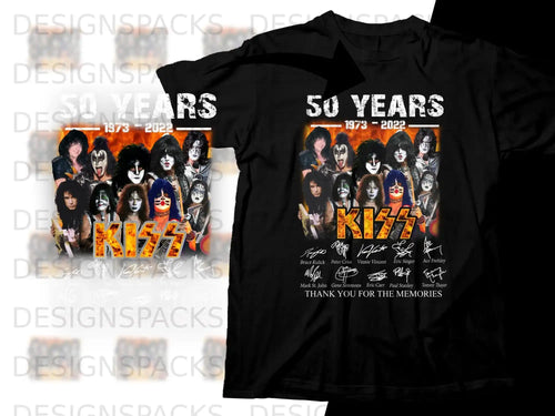 Kiss 50 Years 1973-2022 concert lineup with signatures and 