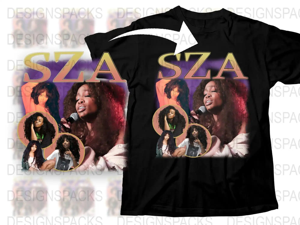 SZA Graphic T-Shirt, Colorful Singer Print Tee, Music Fan Gift, Unisex Black T-Shirt, Pop Culture Apparel