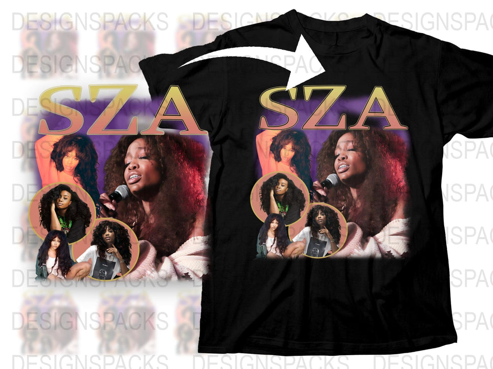 SZA Graphic T-Shirt, Colorful Singer Print Tee, Music Fan Gift, Unisex Black T-Shirt, Pop Culture Apparel