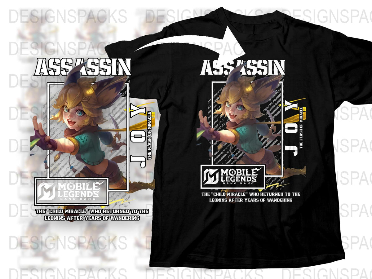 Mobile Legends Assassin Hero T-Shirt, Anime Style Gaming Tee, Graphic Print Unisex Apparel