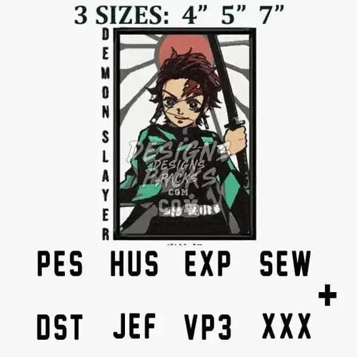 Tanjiro Kamado Anime Embroidery Design