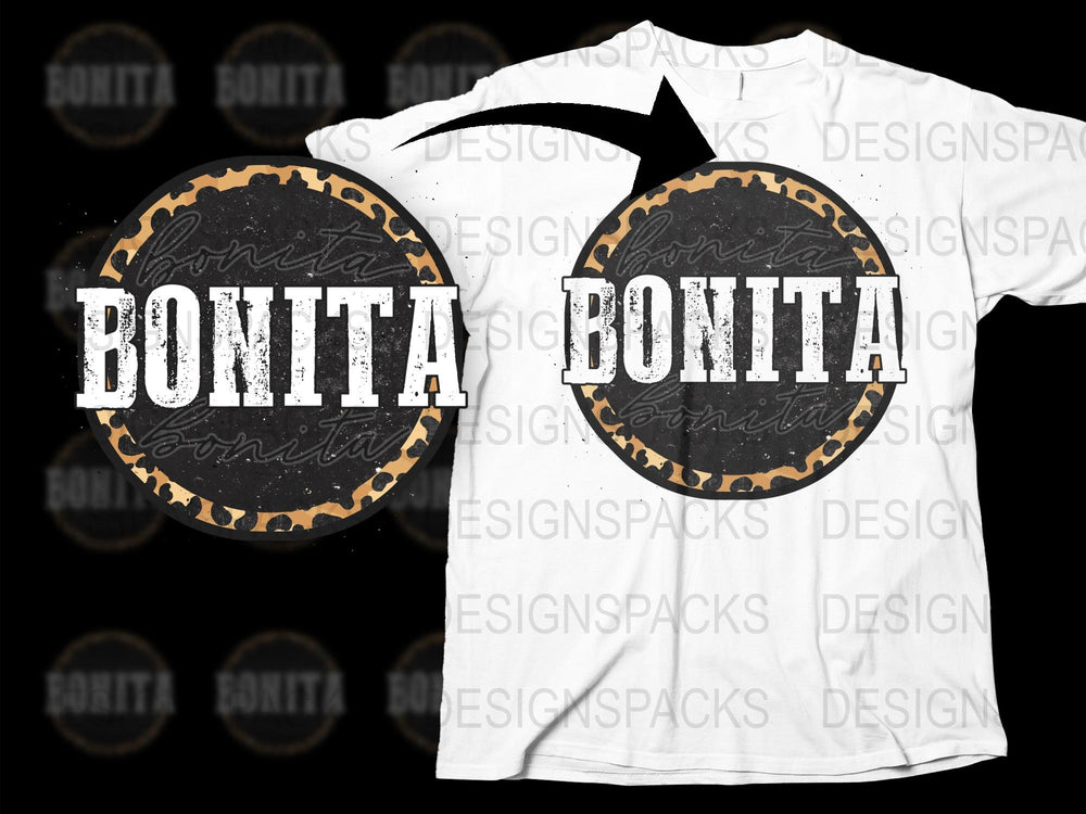 Bonita Graphic T-Shirt Vintage White Tee Leopard Print Circle Design Cool Summer Top