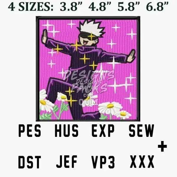 Kawaii Satoru Gojo Anime Embroidery Design